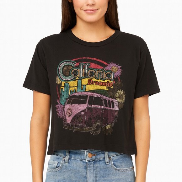 Social Culture Women's Black California Dreaming Crop Top Size L - Picture 1 of 4